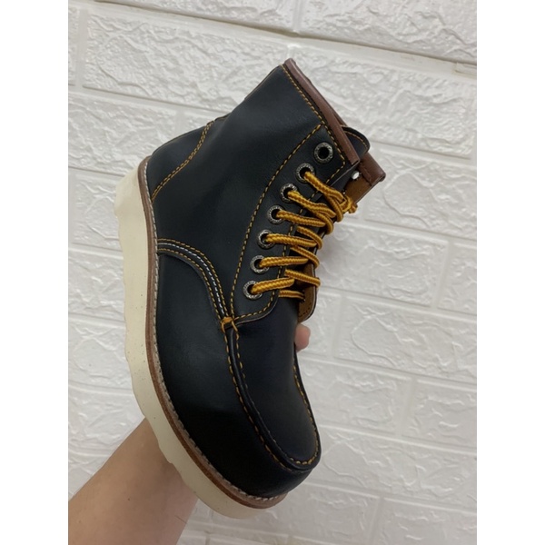 รองเท้าหนัง หุ้มข้อ ทรงวิง สีดำ (size37-47) วิงดำ มีแบบหัวใส่เหล็กด้วยน้า