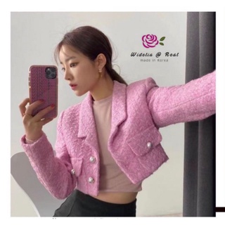 re stock 🖍️พร้อมส่ง♥️2color💗tweed cropped blazer 💗 widelia@real