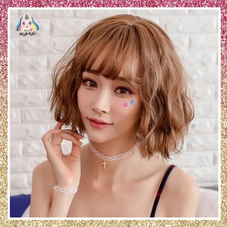 MORA วิกผม วิกผมสั้น วิกผมหน้าม้า ผมปลอม Wig วิกผมเกาหลี สี Light Brown 30 CM