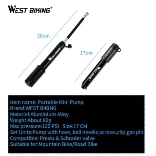 West BIKING ปั๊มลมยางจักรยาน ขนาดเล็ก 120PSI สําหรับจักรยานเสือภูเขา