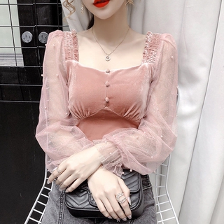 Xiao Mi Jiao เสื้อแขนยาวแฟชั่นเกาหลีสําหรับผู้หญิง