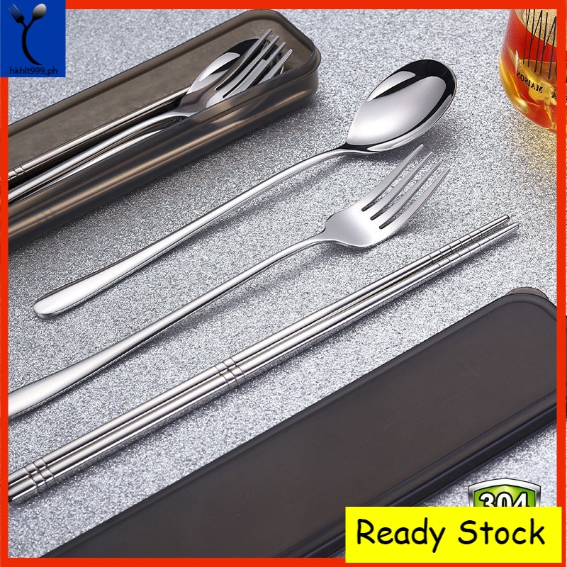 3ชิ้น/เซ็ต2ชิ้น/เซ็ตอาหารเกรดนํามาใช้ใหม่เดินทางชุดช้อนส้อม304สแตนเลสเครื่องเงิน เกาหลีช้อนตะเกียบและส้อมชุดตั้งแคมป์โฮมออฟฟิศในก