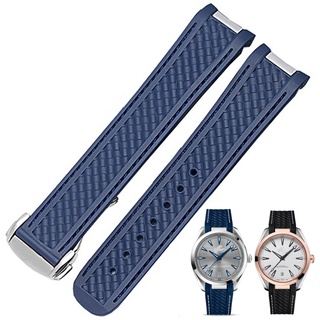 สายนาฬิกาข้อมือ ยางซิลิโคน ทรงโค้ง กว้าง 20 มม. พร้อมโลหะ สําหรับ Ome GA Strap Seamaster 300 AQUA TERRA AT150 8900