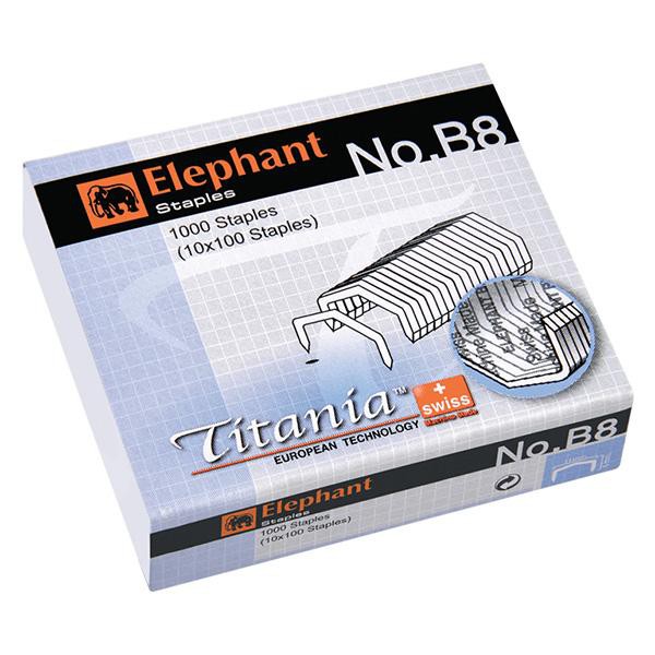 ELEPHANT STAPLES HEAVY DUTY TITANIA ลวดเย็บกระดาษ ตราช้าง NO.B8