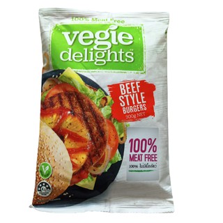 Vegie Delights BEEF STYLE BURGERS 100% Meat Free Vegan 300gเนื้อสัตว์เจ ทำจากพืชใช้แทนเนื้อสัตว์ มังสวิรัติ