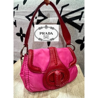 🌸 สวย Prada แท้ กระเป๋าสะพาย or Clutch ชมพู 🌺 น่ารัก