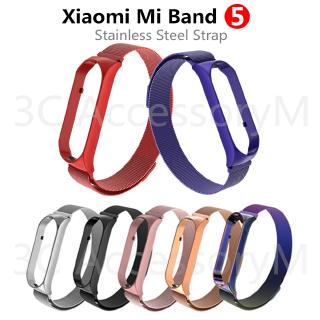 Metal strap for xiaomi mi band 5 6 wrist bracelet metal screwless stainless steel miband for mi band 5 wristband straps