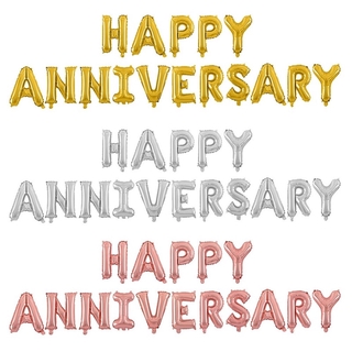 ลูกโป่งฟอยล์ Happy Anniversary สีทอง สีเงิน ขนาด 16 นิ้ว