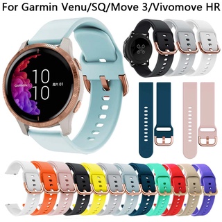 สายนาฬิกาข้อมือซิลิโคน 20 มม. สไตล์หรูหรา แบบเปลี่ยน สําหรับ Garmin Venu SQ Move 3 Vivomove HR Starp Smart Watch