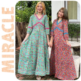 11 [ Miracle Collection ] ทรงเข้ารูป คอวี ไม่มีสม็อคหลัง MAXI DRESS BOHEMIAN เดรสโบฮีเมียน