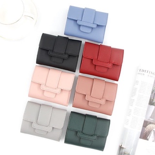 กระเป๋าสตางค์ใบสั้น น่ารัก มินิมอล หลากหลายสี ทำจากหนัง PU น้ำหนักเบา