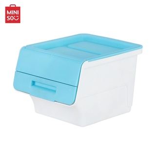 MINISO กล่องเก็บของ กล่องเก็บของอเนกประสงค์ ขนาดเล็ก กล่องเก็บของเล็ก Storage Box with Wide Open สีฟ้า