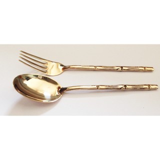 ***ฃ้อนส้อม ทองเหลือง 8 นิ้ว Brass fork and spoon 8 inches.