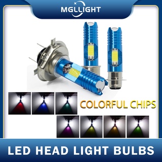 MGLLIGHT หลอดไฟหน้ารถจักรยานยนต์ H4 P15D Ba20D H6 H6M Led Cob Bulb 8 W + Rgb Dc12V 1 ชิ้น