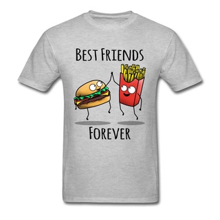 ใหม่ เสื้อยืดลําลอง แขนสั้น คอกลม พิมพ์ลายการ์ตูน Best Friends Forever สีเทา สําหรับผู้ชาย คู่รัก