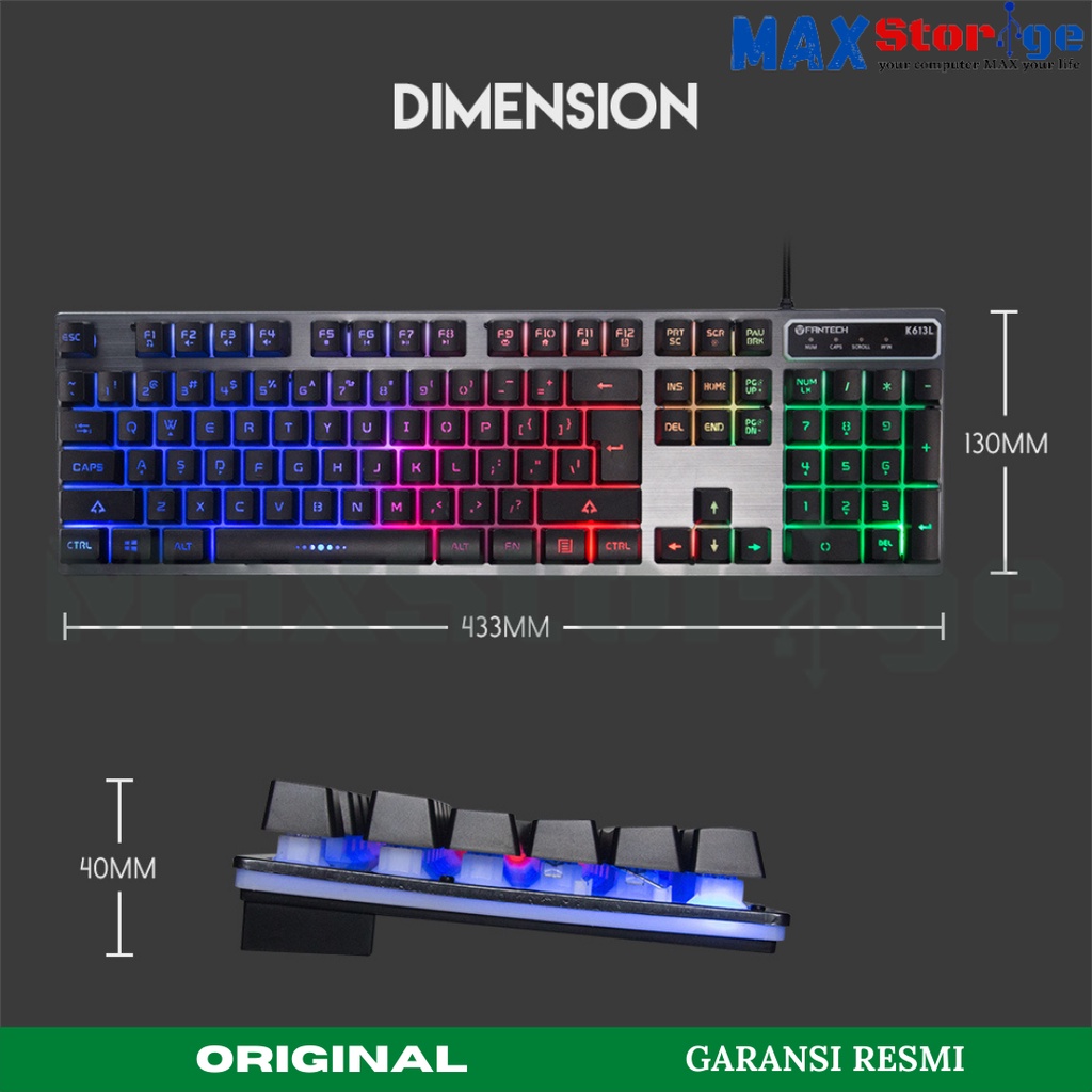 FANTECH K613L FIGHTER II RGB GAMING KEYBOARD คีย์บอร์ดเกม RGB MEMBRANE
