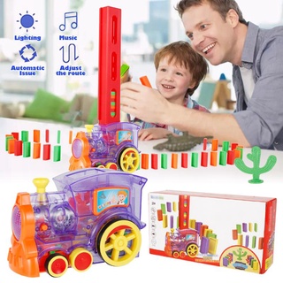 Domino Train Set W/60pcs Domino Pieces Automatic Domino Brick Laying Train Toy For Kids