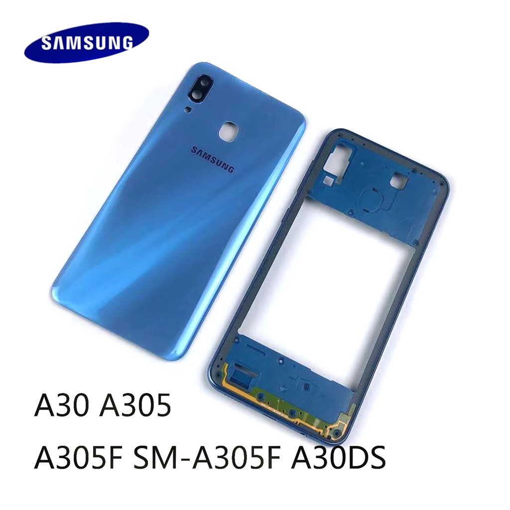 สําหรับ Samsung Galaxy A30 A305 A305F SM-A305F ที่อยู่อาศัยกลางกรอบกรณีปุ่มด้านข้างแบตเตอรี่ปกหลังเป