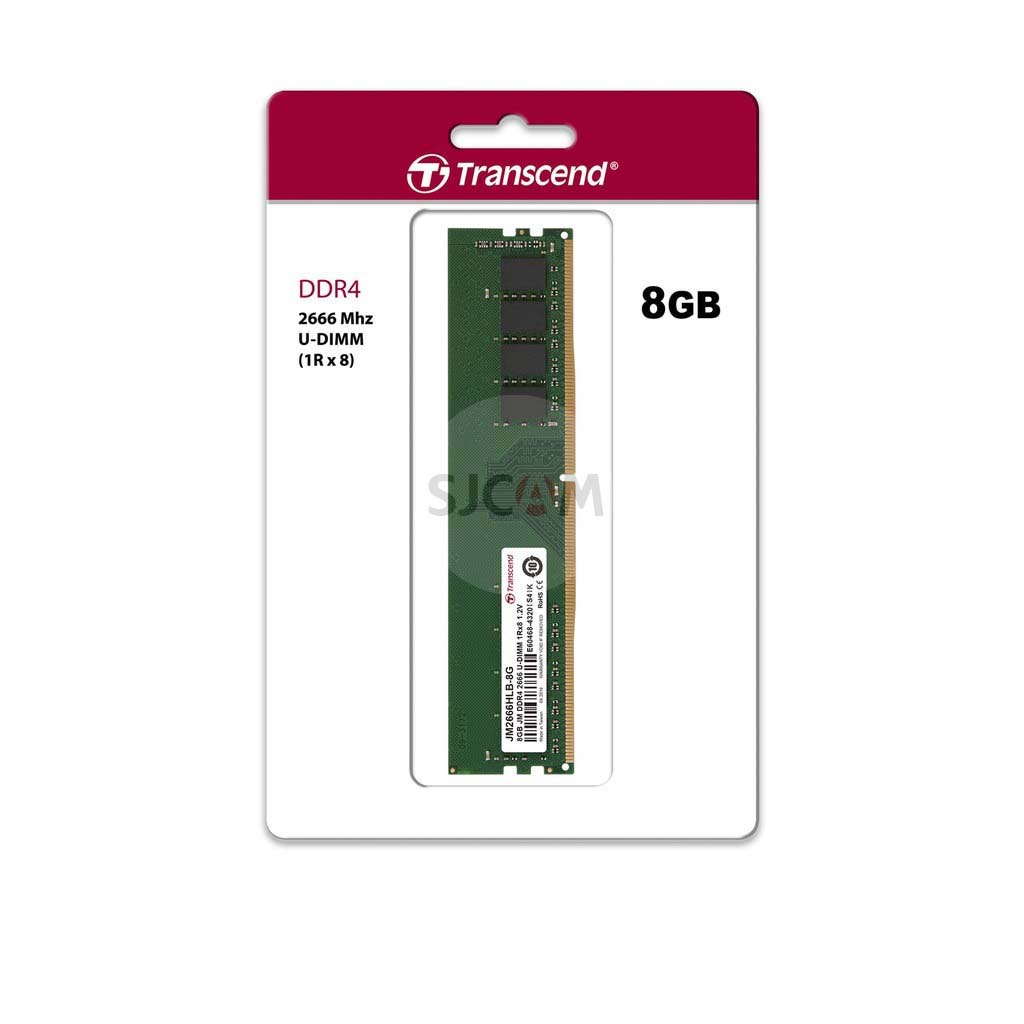 Transcend Ram-Memory DDR4-2666 U-DIMM 8GB :รับประกันตลอดอายุการใช้งาน-มีใบกำกับภาษี-JM2666HLB-8G