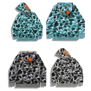 2 ฮู๊ด BAPE double cap shark sweater camouflage hoodie