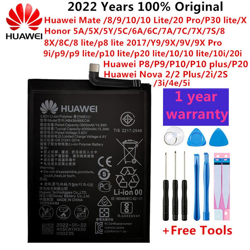 แบตเตอรี่เดิมสำหรับ Huawei Mate Nova Honor 2 3 5C 5A 6A 7 7C 7A 7X 8 8A 8C 8X P8 9 Y9 P9 10 P10 20 P20 Lite Plus Pro 5AF