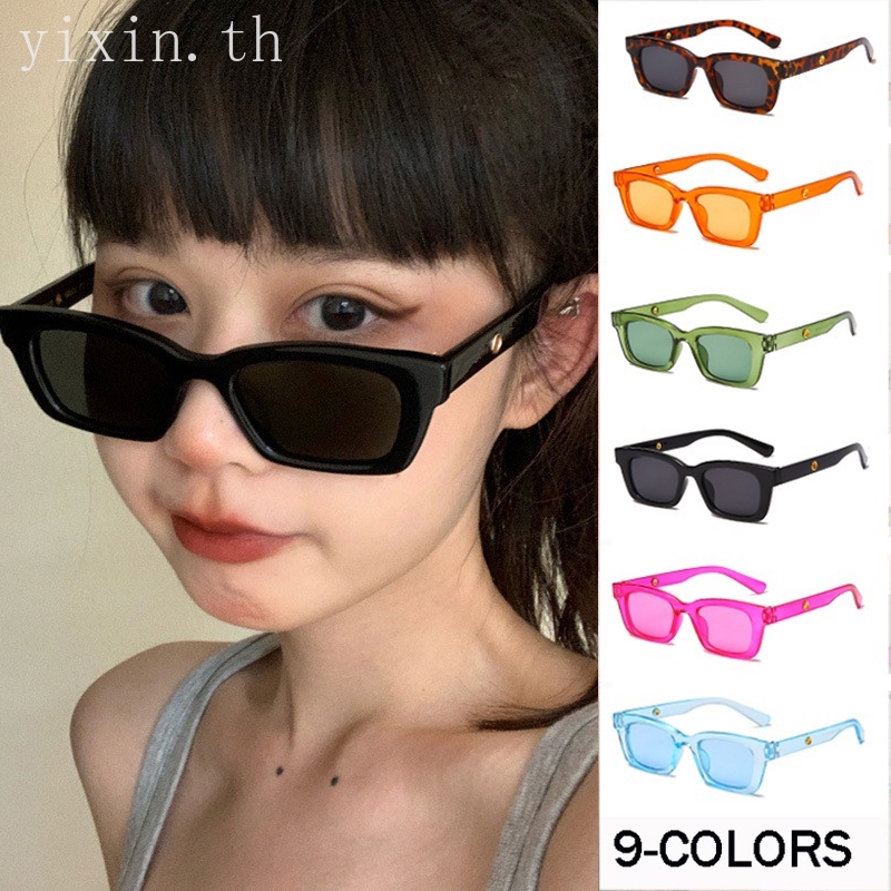 ((พร้อมส่ง) แว่นตากันแดดแฟชั่น ไร้กรอบ ทรงสี่เหลี่ยม เลนส์หลากสี สไตล์เกาหลี เรียบง่าย สําหรับผู้หญิง