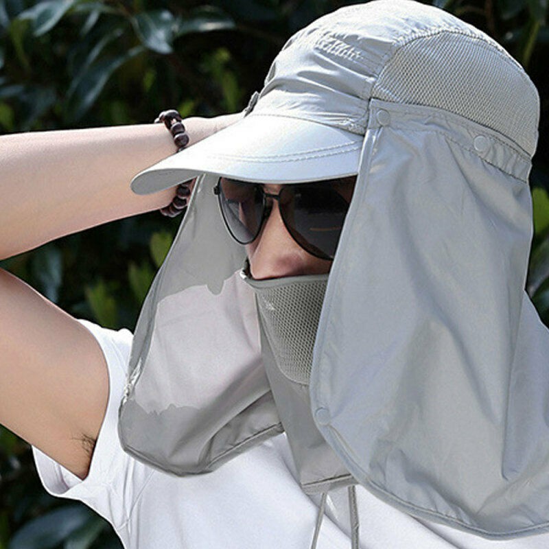 หมวกผ้ากันแดด หน้ากากบังแดดร้อน ระบายอากาศดี ปิดหน้าถีงคอรอบ 360 สามารถถอดที่ปิดหน้าและปีกได้ UPF50+ sunproof cover Cap - รูปที่ 7
