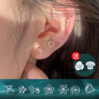 ต่างหูสตั๊ดเรซิ่น พลาสติกใส ป้องกันการปิดกั้น ขนาดเล็ก สําหรับนักเรียน