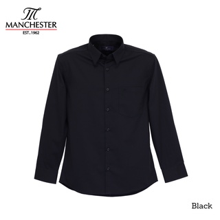 MANCHESTER เสื้อเชิ้ต ทรง Slim Fit ผ้าฝ้าย 100% COTTON USA™ ใส่สบาย สี Black
