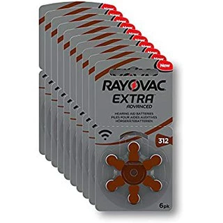 [แท้100% รุ่นใหม่] ถ่านเครื่องช่วยฟัง RAYOVAC A312 PR41 กล่องละ 10 แพ็ค (60ก้อน)