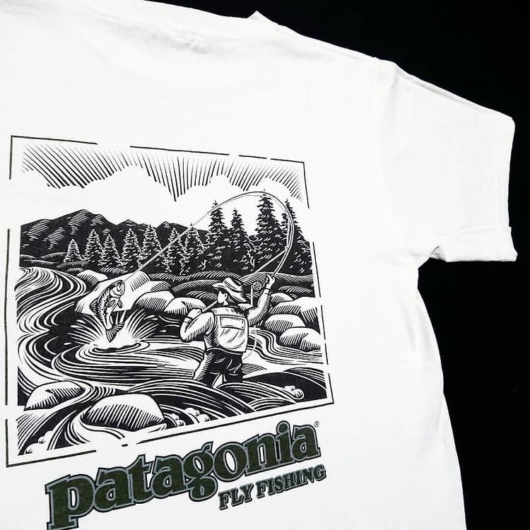 เสื้อยืดลําลองแขนสั้นพิมพ์ลาย American Patagonia Patagonia ทรงหลวม