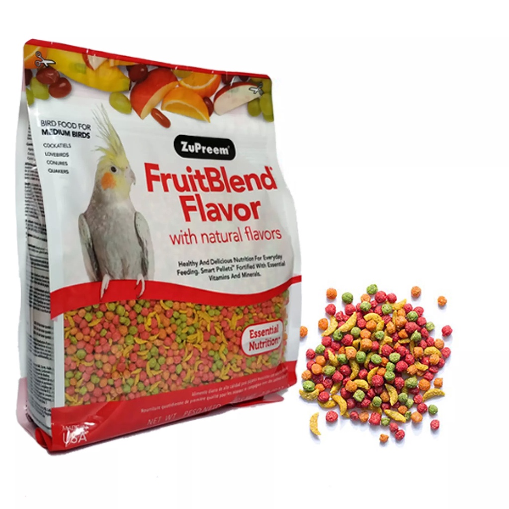 Zupreem FruitBlend M อาหารสำหรับนก ค็อกคาเท็ล คอนนัวร์ ริงค์เน็ค บรรจุ 907 กรัม