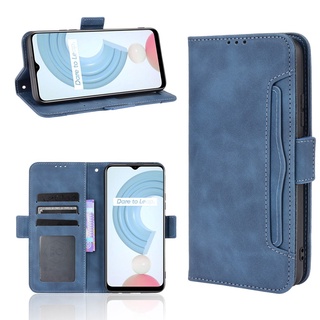 เคสหนัง PU ฝาพับแม่เหล็ก พร้อมช่องใส่บัตรหลายช่อง สําหรับ Realme C21Y