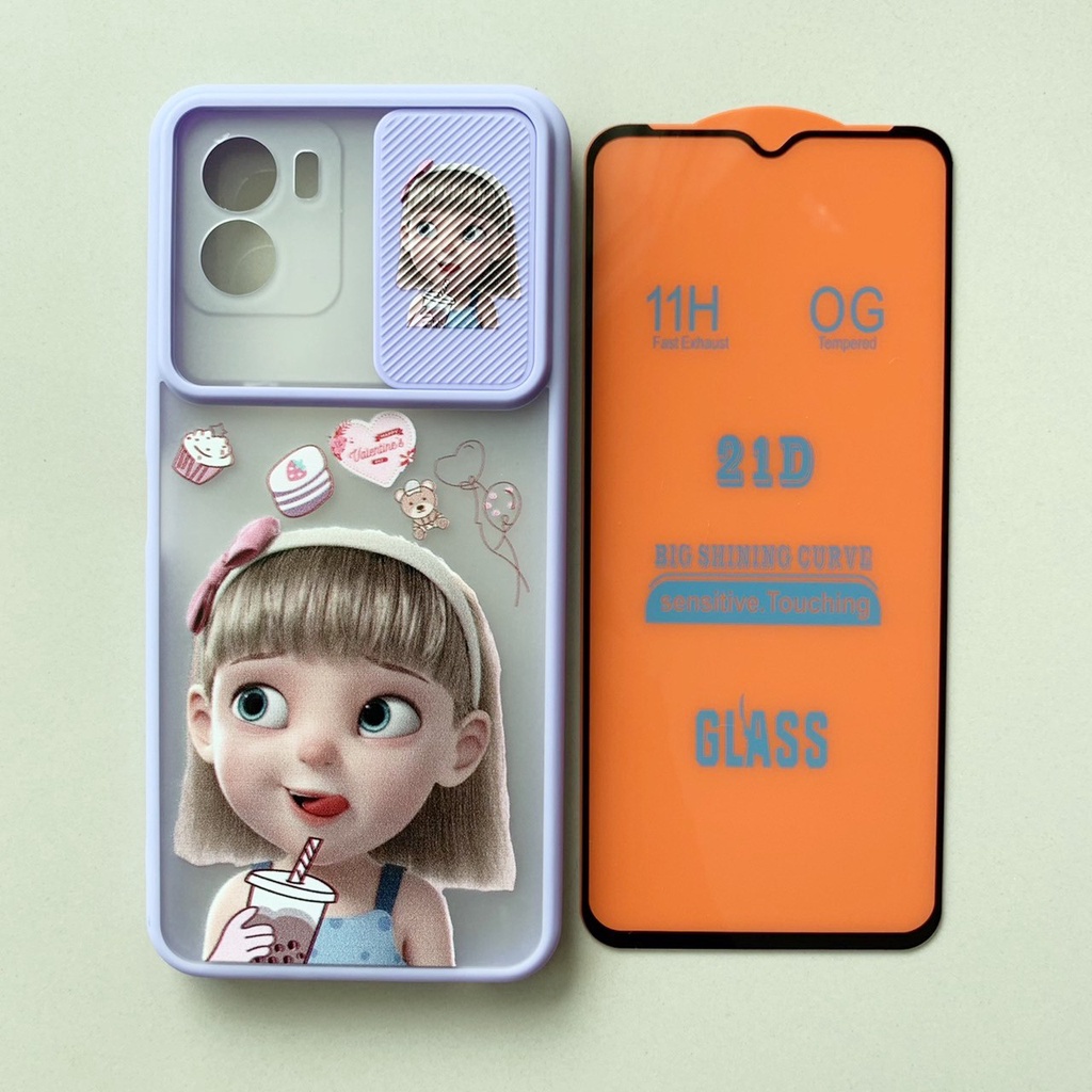 Case Vivo รุ่น Y15s เคส เคส สไลด์เลื่อน ปิดกล้อง กันกระแทก และ ฟิล์ม 