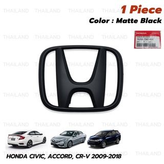 Logo โลโก้ติดหน้ารถ โลโก้ติดหน้ากระจัง 1 ชิ้น สีดำด้าน สำหรับ Honda Civic,Accord,CR-V ปี 2009-2018