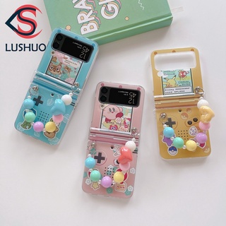 Lushuo เคสโทรศัพท์มือถือ พิมพ์ลายเครื่องเล่นเกม พร้อมสร้อยข้อมือ สําหรับ Samsung Galaxy Z Flip 3 5G and Z Flip 4 3 in 1 Z Flip3 ZFlip3 ZFlip 3 ZFlip4 Flip4