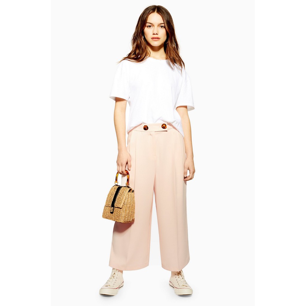 TOPSHOP กางเกงขายาว PETITE Crop Wide Leg รุ่น 26F03QBLS สีชมพูอ่อน