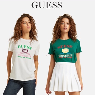 [GUESS Originals] เสื้อยืดแขนสั้น ผ้าฝ้าย พิมพ์ลายโลโก้ สไตล์เรโทรS-5XL