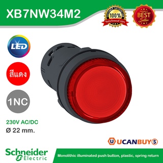 Schneider XB7NW34M2 สวิตช์ปุ่มกดแบบมีแลมป์, สีแดง, ขนาด 22 มม, แบบต่อตรง 220 V AC, 1 NC สั่งซื้อได้ที่ร้าน Ucanbuys