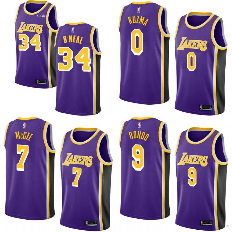 เสื้อกีฬาบาสเก็ตบอลแขนกุด ลายทีม LA Lakers NBA Oneal Kuzam Rondo McGee สีม่วง สไตล์วินเทจ สําหรับผู้ชาย และผู้หญิง