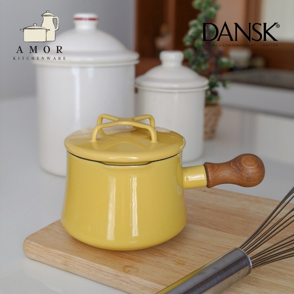 Dansk Kobenstyle - 1 Qt. Saucepan หม้อเคลือบอินาเมลขนาดเล็ก ด้ามไม้สัก