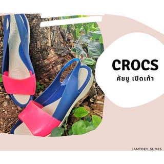 Crocs เปิดหน้าเท้า รองเท้าคัชชูเปิดส้น ทูโทน