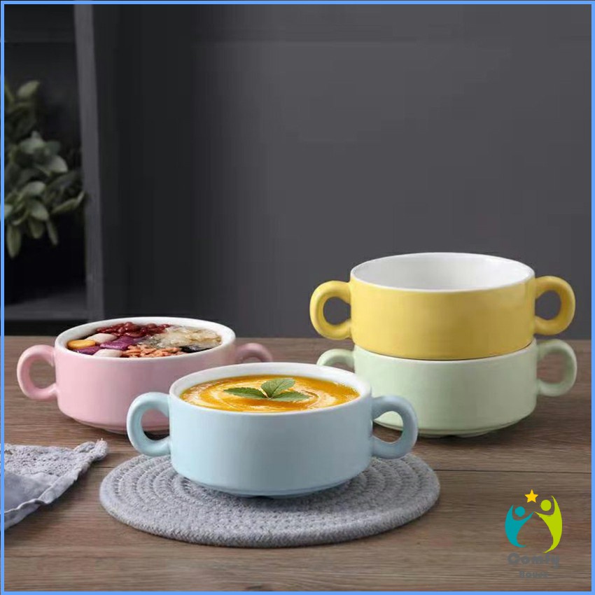 Comfy ถ้วยซุป เซรามิกส์ ชามซุป ถ้วยโจ๊ค มีหูจับทั้งสองด้านสีสันสะดุดตา Soup cup ราคา ถูกที่สุด ดีลบีเคเค แกลเลอรีภาพที่ 5