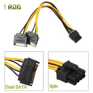 Hl☆อะแดปเตอร์สายเคเบิ้ลการ์ดวิดีโอ 15Pin SATA Male to PCI-E 8Pin(6+2) 18AWG