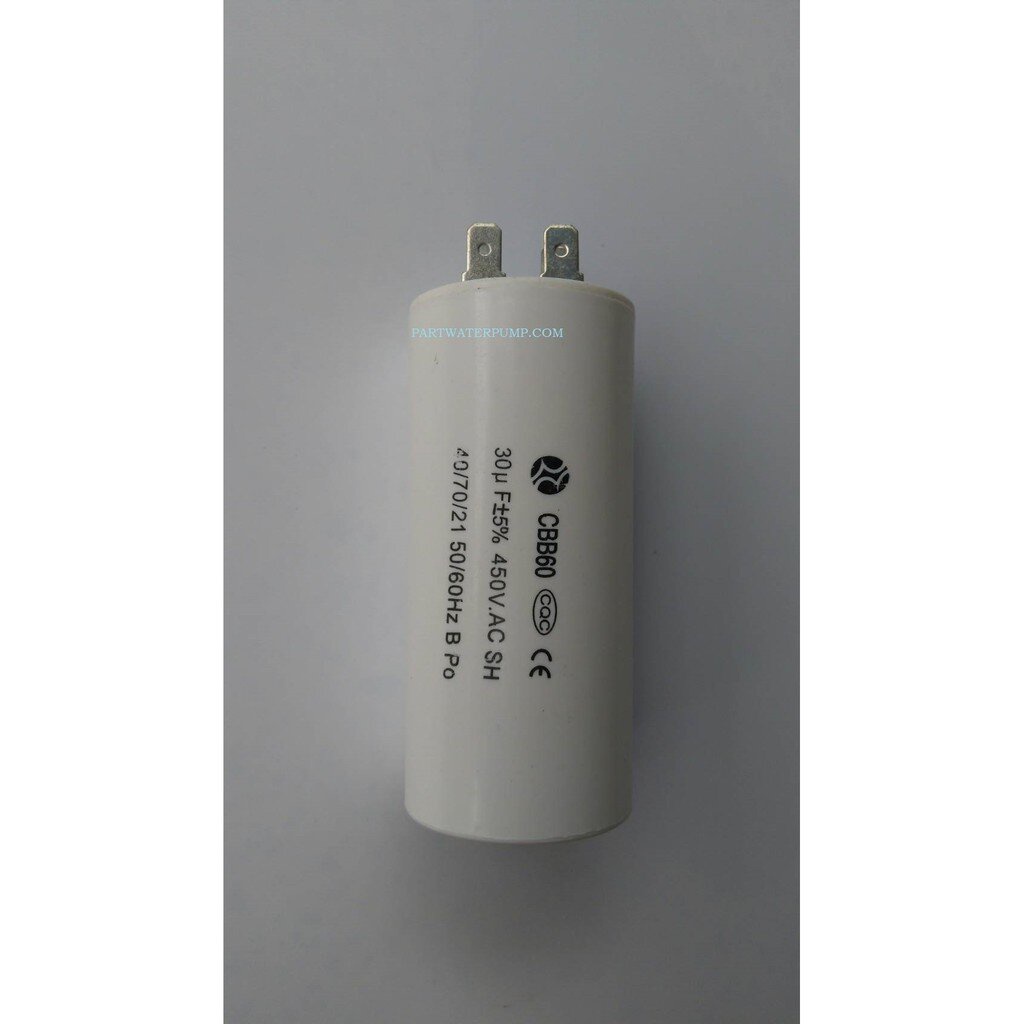 คาปาซิสเตอร์ 30uF 450V. umall (ชนิดเสียบ) CAPACITOR 30uF 450V. umall ใช้สำหรับปั้มน้ำ หรือมอเตอร์ต่า