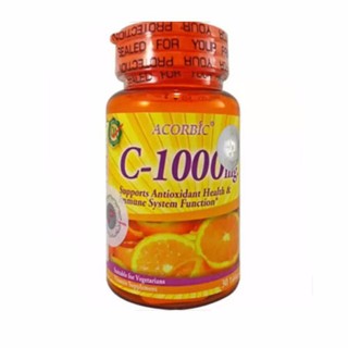 Acorbic VITAMIN C-1000mg . ผลิตภัณฑ์เสริมอาหาร วิตามิน-ซี 1000 มก.1 กระปุก (30 เม็ด/1กระปุก)#36