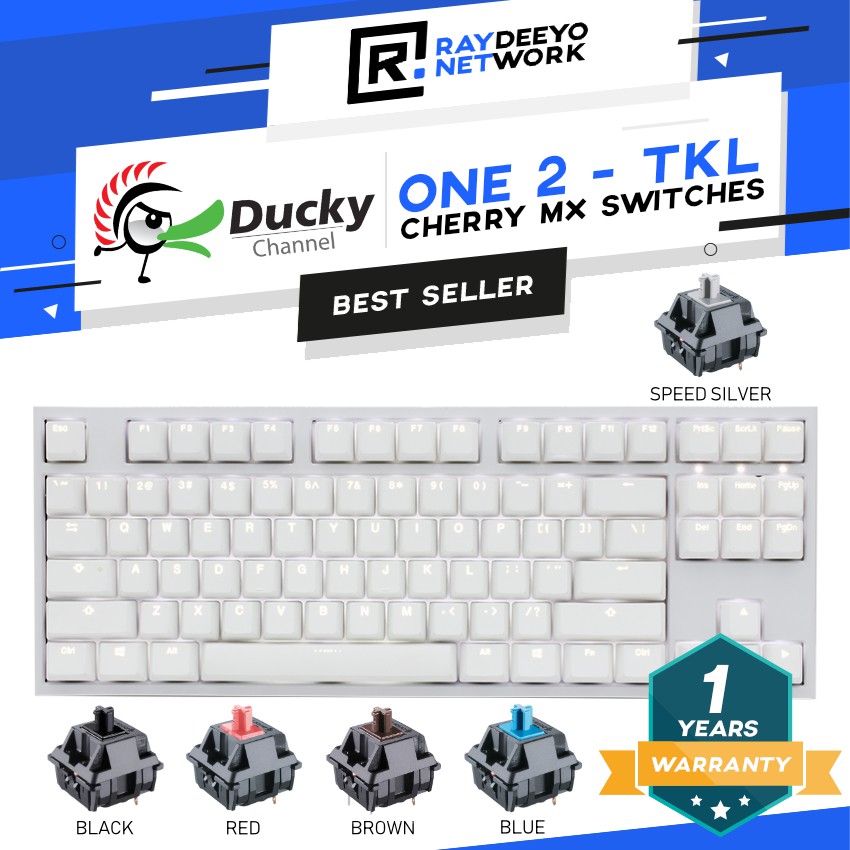 Ducky One 2 White TKL [White Backlit] Double Shot PBT Mechanical Keyboard [เลือกสวิตช์ของคุณ]