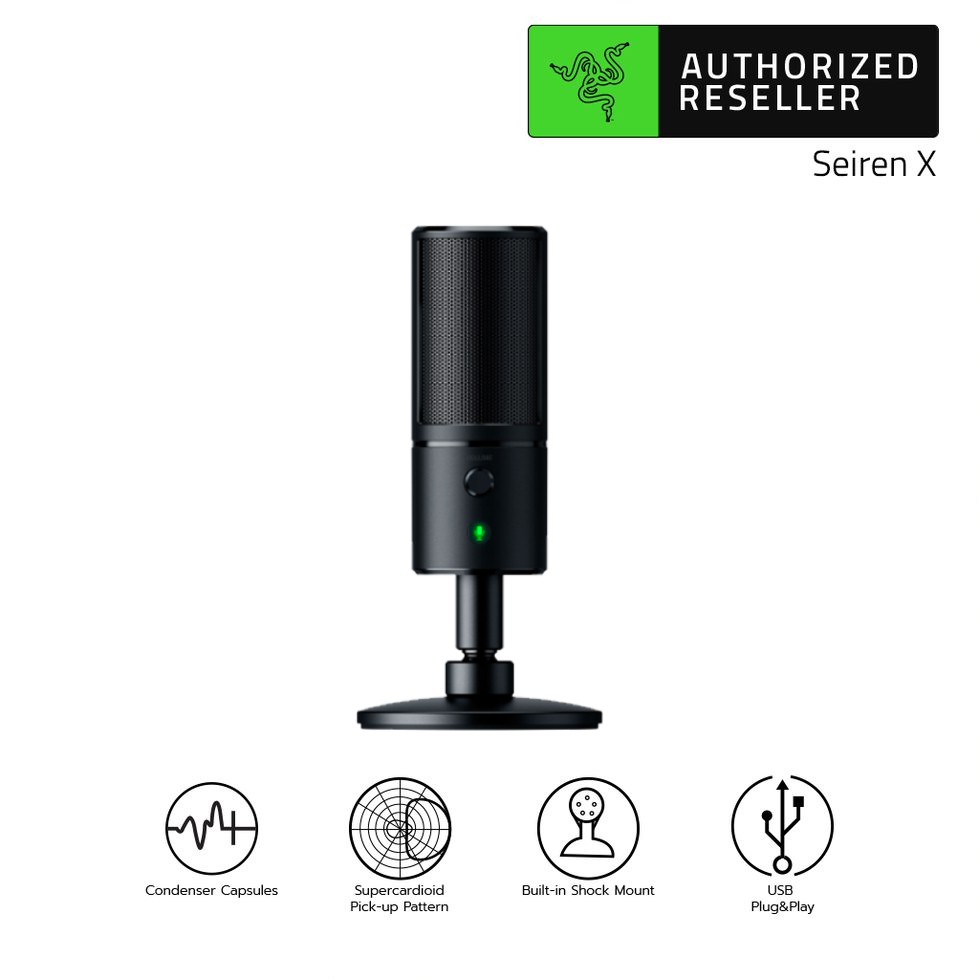 Razer Seiren X Black Compact USB Condenser Microphone with ...
