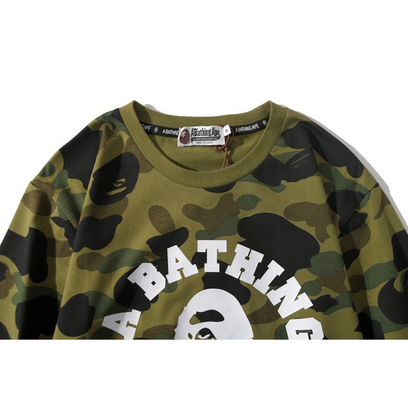 Bape Shirt Couple T Shirt Bathing Ape Bape The New Men Women Green Camouflage Ape Monkey Letter Printing O Neck Short S Shopee Thailand