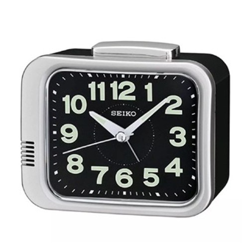 นาฬิกาตั้งโต๊ะ นาฬิกาติดผนัง SEIKO นาฬิกาตั้งปลุก Bell Alarm มีพรายน้ำ รุ่น QHK028